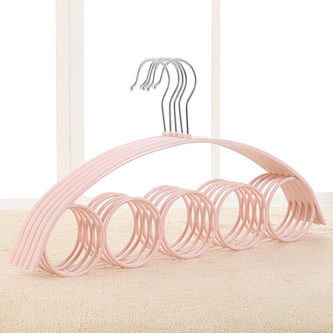 LVOERTUIG Closet Organizer Scarf Hanger, No Snag Storage for Scarves, Ties, Belts, Shawls, Pashminas Accessories 5 Loops(Pink)