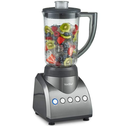 VonShef Countertop Blender and Mixer, with 6 Cup Jar, Multi-Function Blender, High Speed Smoothie Blender, Ice Crush, Great For Smoothies and Shakes, 750W