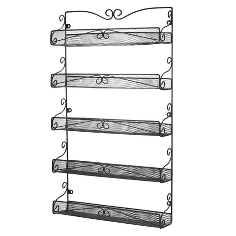 Hanging Wall Mounted Spice Rack Shelf Storage Organizer for Kitchen Cabinet Door etc,5 Tier
