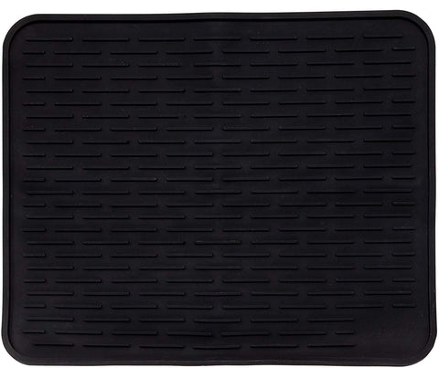 XXL Super Size Silicone Dish Drying Mat 24" x 18" - Large Drainer Mat and Trivet by LISH (Black)