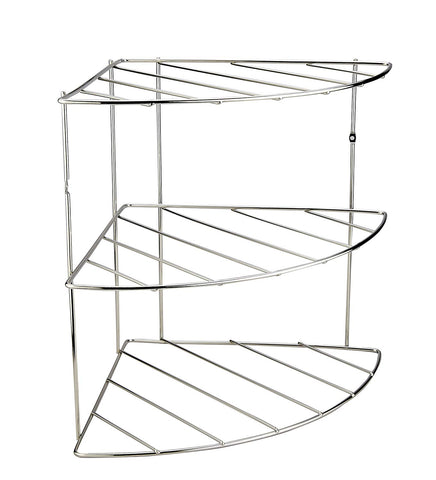 Metal 3 Tier Corner Shelf Organizer with Mounting Holes or Free Standing for Counter and Cupboards