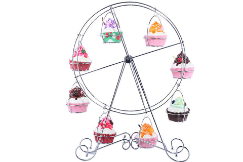 Ferris Wheel Cupcake Rack- Bakers Kitchen Wedding Birthday Party Circular Steel Wire Tier Cooling Pastry Cake Cupcake Stand-17"