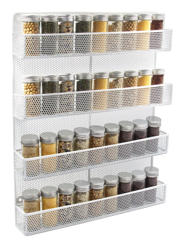 TQVAI 6 Tier Wall Mounted Spice Rack Organizer - Made of Sturdy Punching Net, White