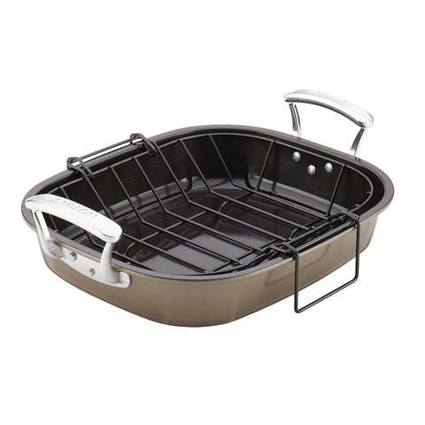 Anolon Advanced Nonstick 16-Inch x 13.5-Inch Roaster with Hanging U-Rack, Bronze
