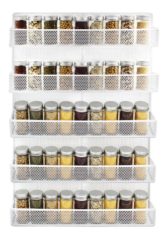 IZLIF 5 Tier Kitchen Wall Mount Spice Rack Organizer Large Kitchen Spice Storage Shelf,White