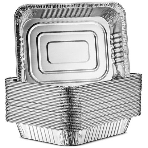 30-Pack Aluminum Half-Size Roasting Pans - Super-Thick 9x13" Standard Size Chafing Pans Tins - Eco-Friendly Recyclable Aluminum - Portable Food Storage Containers - By MontoPack (Aluminum)