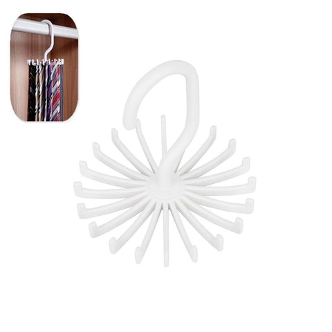 1 Piece Plastic Portable Tie Rack For Closets Rotating Hook Holder Belts Scarves Hanger For Clothing Organizer